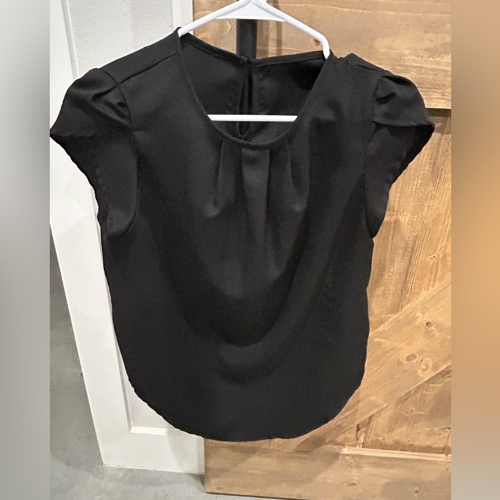 Black silky feel dress top